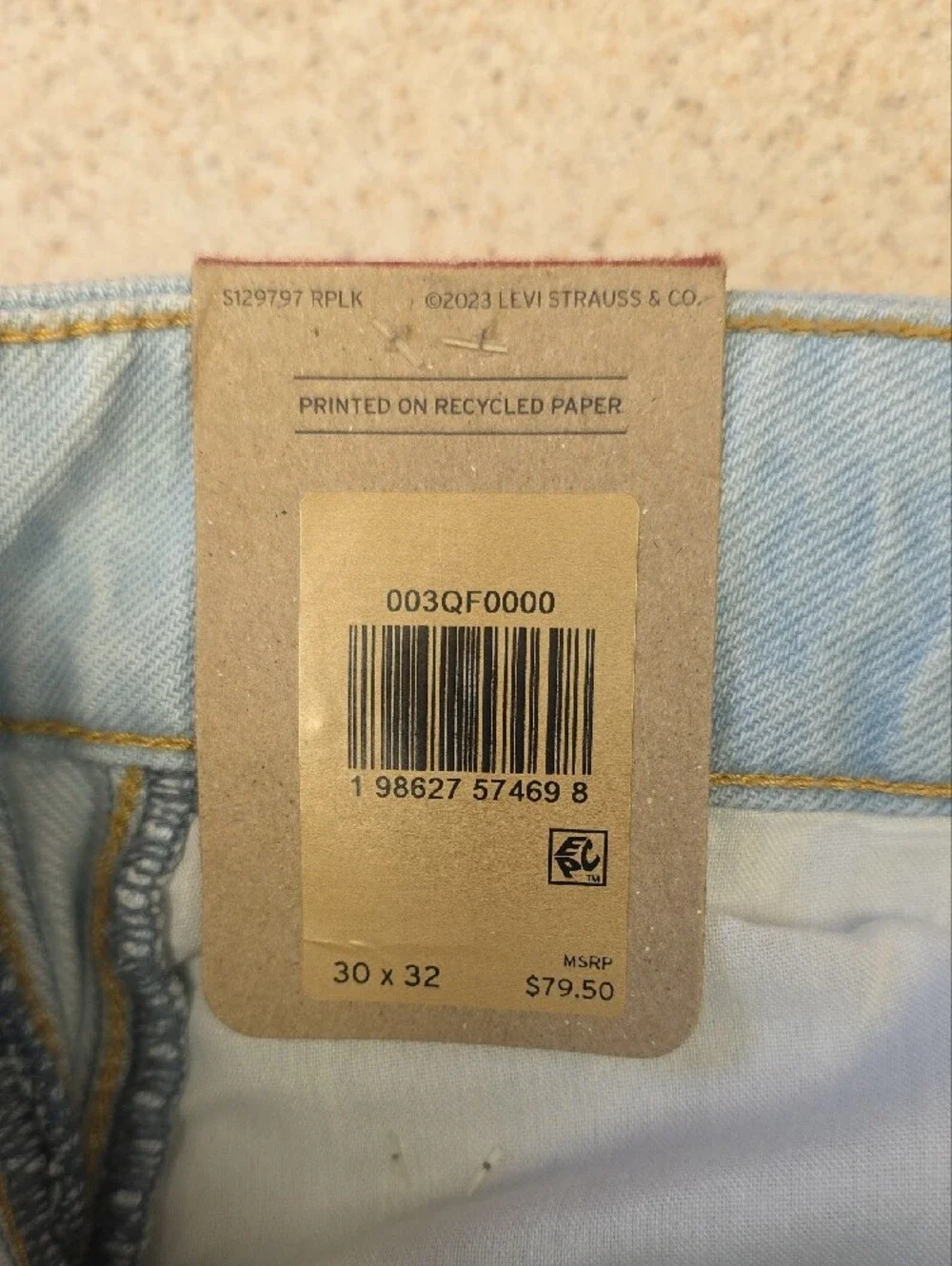 Levi’s Superlow Loose Stripe Jeans Light Wash Two Tone Side Panel 30x32 NEW - Picture 13 of 16